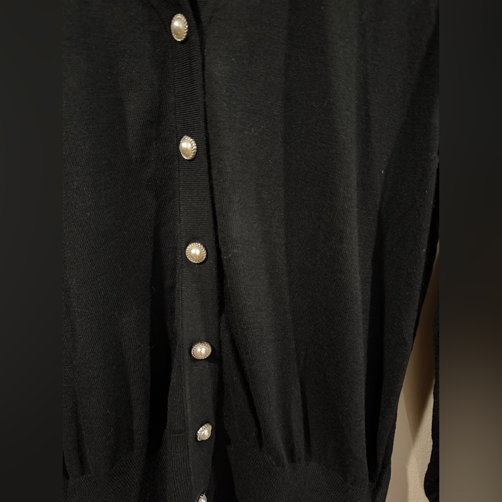 NWT Black Pearl-Embellished Women's Soft Cardigan Sweater Size Medium - Picture 5 of 6